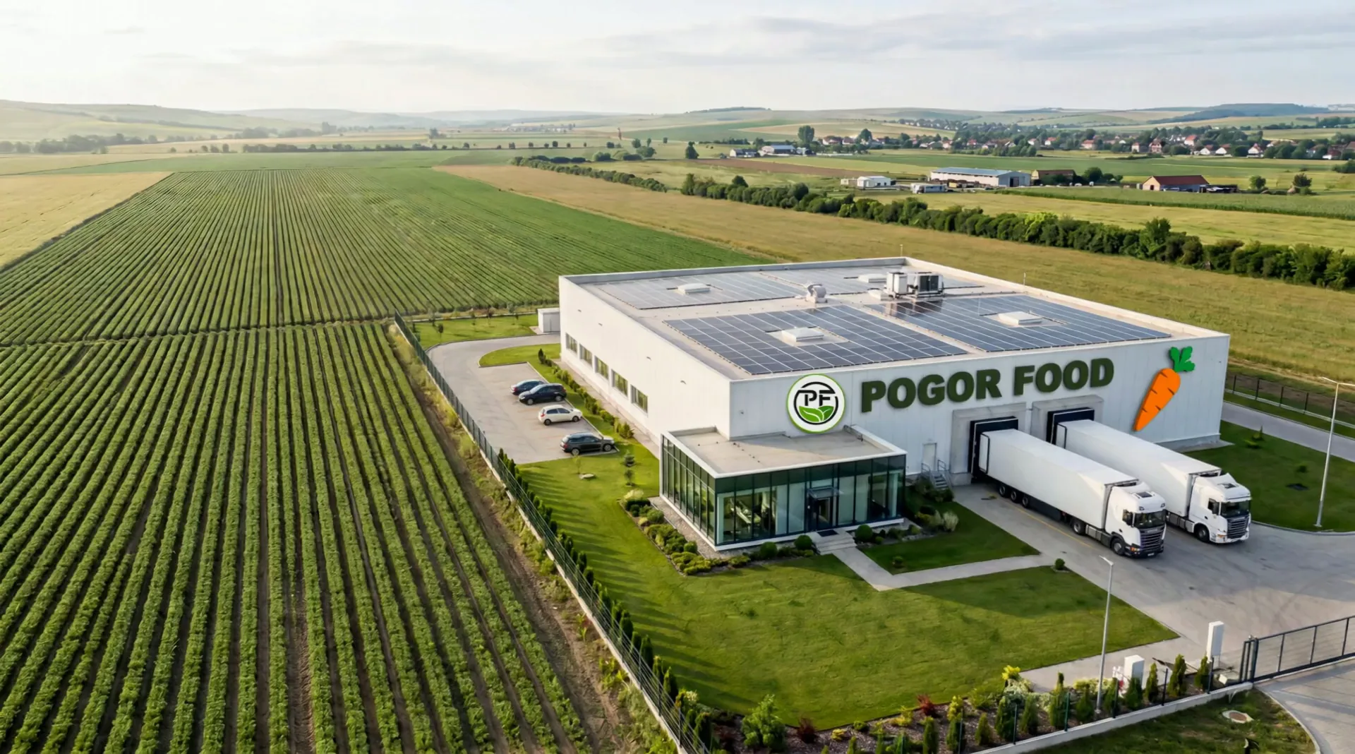Fábrica Pogor Food entre campos de cenoura